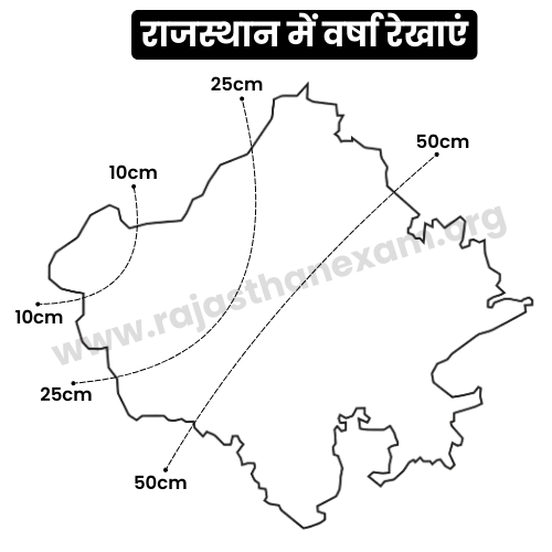 राजस्थान में वर्षा रेखाएं